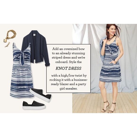 CAbi Nautical Navy & White Knot Dress #5264 Size Small - Picture 2 of 10